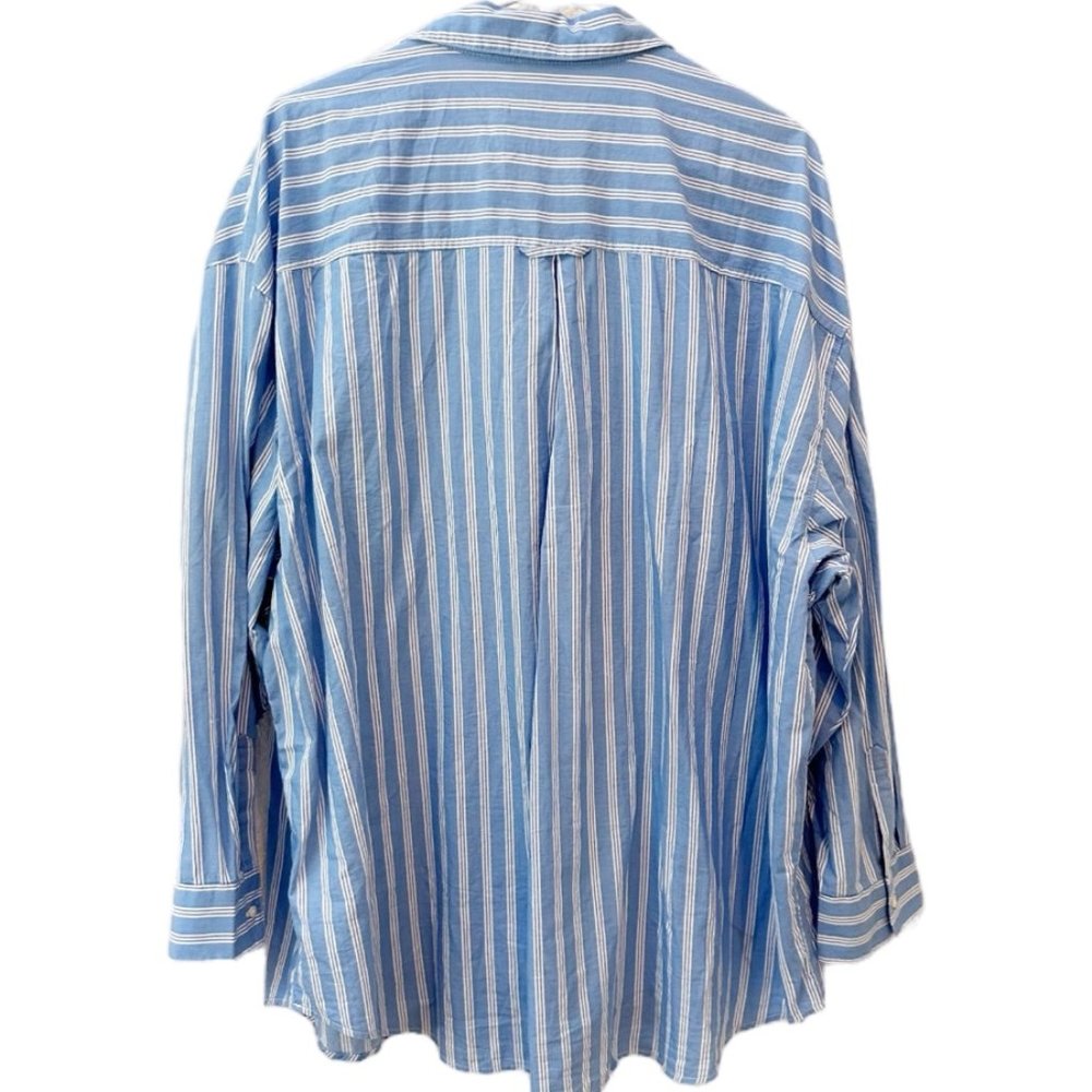 Women's NWT Old Navy Blue Striped Boyfriend Shirt XL- So CUTE! - Picture 2 of 9
